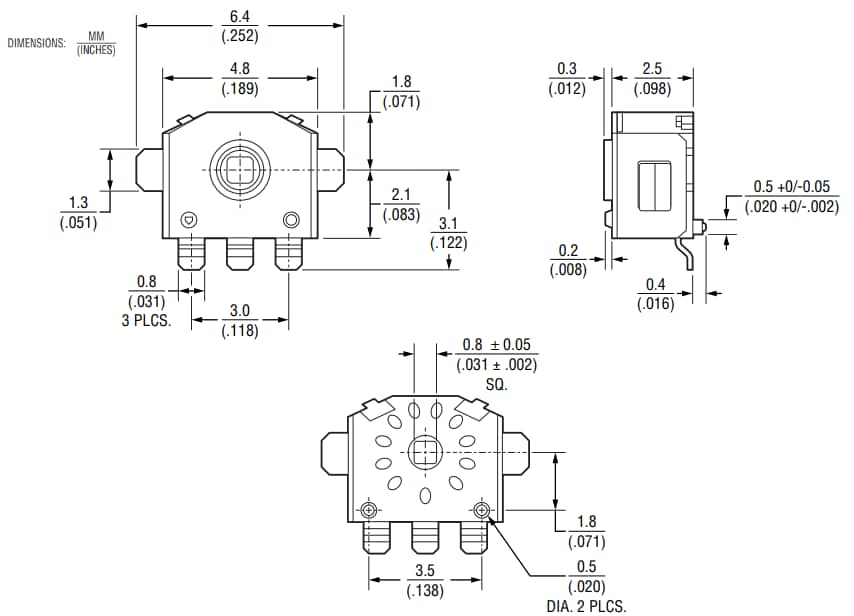 Plan mécanique - Bourns Micro-codeurs incrémentaux PEC04